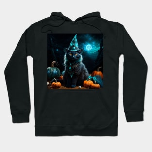 Sorceress black cat on Halloween night Hoodie